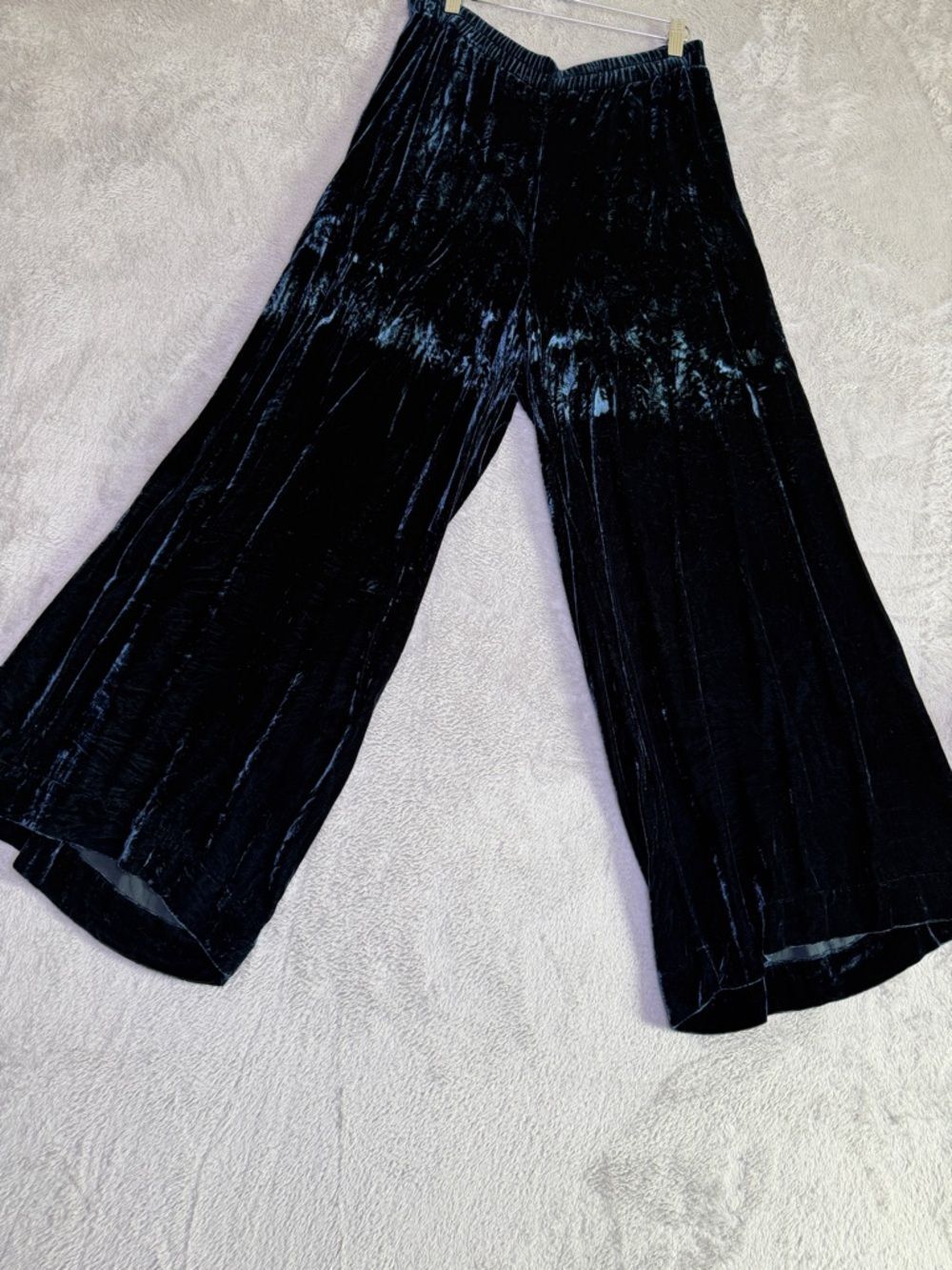 Grizas Silky/Velvet Wide Leg Velvet Pants M Dark Green/blue